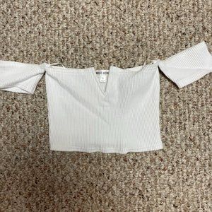 Wild Honey small white off-the-shoulder ribbed crop top